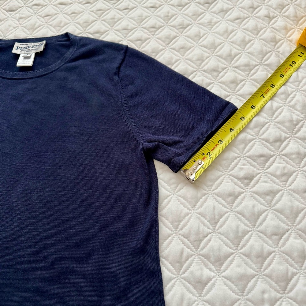 Pendleton Vintage Short Sleeve Silk Blend Crewneck Sweater Tee Navy Blue Sz PS - Picture 6 of 13